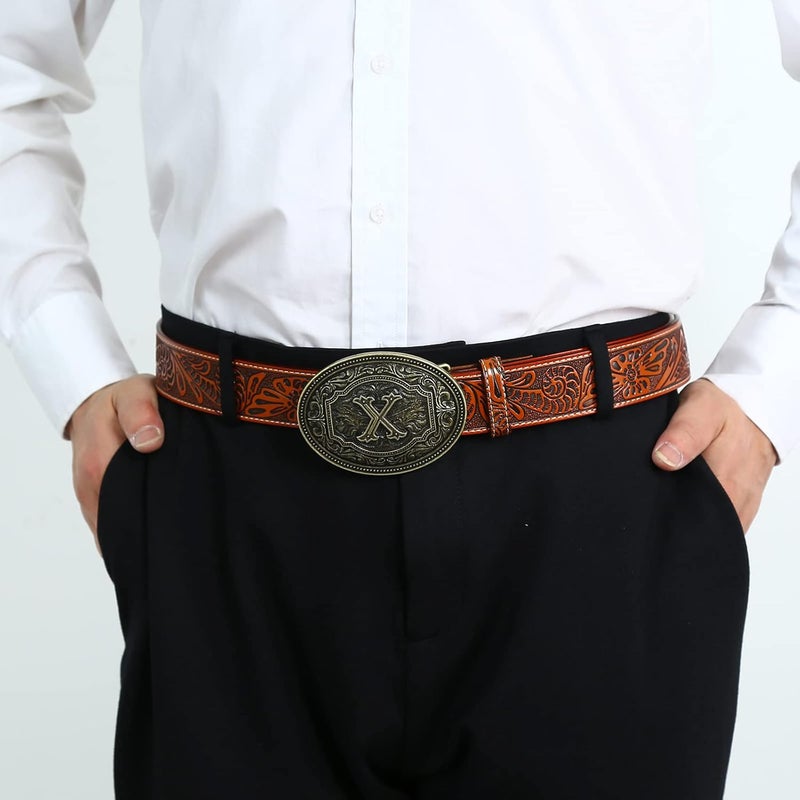 Fibbadet Store Belt Buckles Men Initial Letters A-Z Western Rodeo Cowboy Cowgirl Belt Buckle for Men Boys Halloween Birthday Party - Image 5